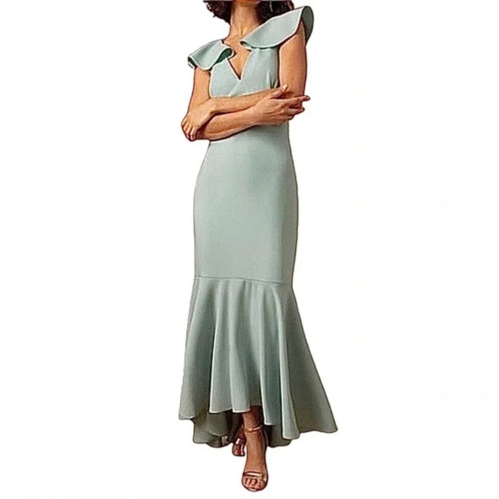 Sachin & Babi Noir Mason Ruffle Gown Size 6 NWT